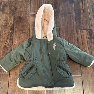 Catimini sz 9 mos green & pink parka guc